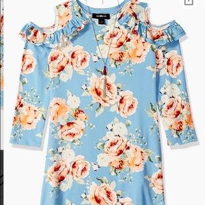 Amy Byer Long Sleeve Blue Floral Dress